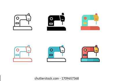 sewing machine icon vector illustration with six different style design. isolated on white background