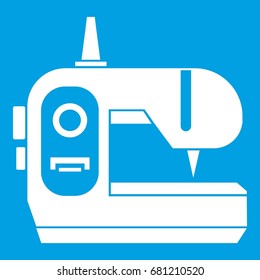 Sewing machine icon white isolated on blue background vector illustration