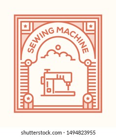 SEWING MACHINE AND ILLUSTRATION ICON CONCEPT