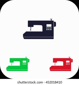 Sewing machine Illustration set. Blue, green, red icon.