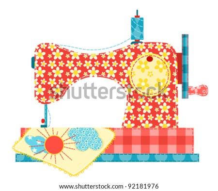 Sewing machine isolated on white. Patchwork series. Vector illustration.