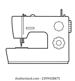 Nähmaschine.  Einzige Umrissgrafik auf weißem Hintergrund.	