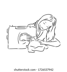 Sewing machine isolated sketch handmade . seamstress vector sketch illustration