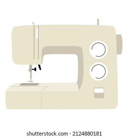 The sewing machine is light and flat. Illustration of a vector icon of a sewing machine isolated on a white background. Icon, logo