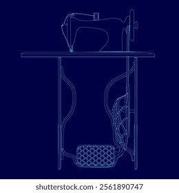 Sewing Machine Line contour, Outline Vector Symbol Illustration. Side view