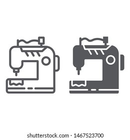Sewing machine line and glyph icon, craft and sew, sewing equipment sign, vector graphics, a linear pattern on a white background, eps 10.