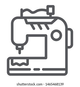 Sewing machine line icon, craft and sew, sewing equipment sign, vector graphics, a linear pattern on a white background, eps 10.