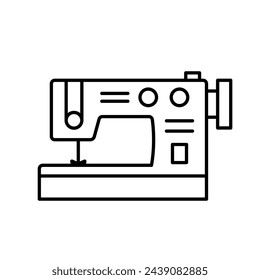 Sewing machine, line icon. Modern tool for stitching, tailoring, atelier. Linear illustration, editable strokes