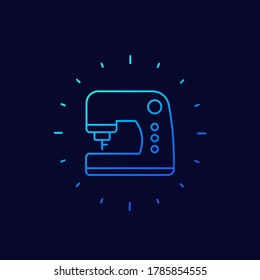 sewing machine line icon on dark