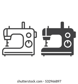 sewing machine line icon, outline and filled vector sign, linear and full pictogram isolated on white. Symbol,  logo illustration