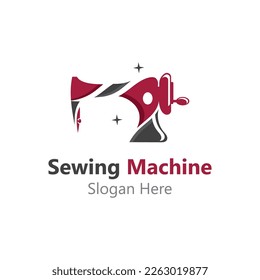 Concepto de diseño de logotipo de máquina de coser, vector de coser a medida, plantilla de diseño simple de moda