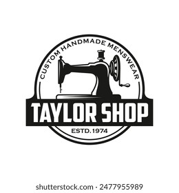 Nähmaschine Logo Design Konzept, Schneider Nähen Vektorgrafik, Mode Einfache Design Vorlage, Vektorillustration