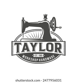 Sewing Machine Logo design concept, Tailor Sewing vector, Fashion Simple Design Template, Vector Illustration