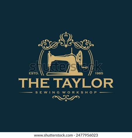 Sewing Machine Logo design concept, Tailor Sewing vector, Fashion Simple Design Template, Vector Illustration