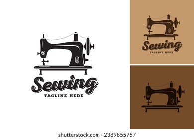 "sewing machine logo design". It is a suitable asset for creating logos related to sewing, tailoring, fashion, or any business related to the textile industry.