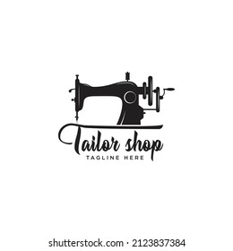Sewing machine logo design template for tailor shop