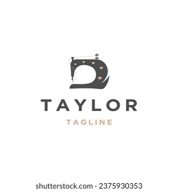 Sewing machine logo design template flat vector
