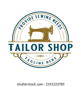 Sewing Machine Logo Design Vintage Sewing Stock Vector (Royalty Free ...