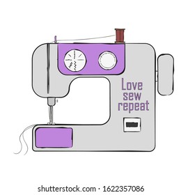 Sewing machine. Logo for studio. sewing machine vector image. Shea Love Repeat.