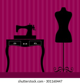 sewing machine and mannequin