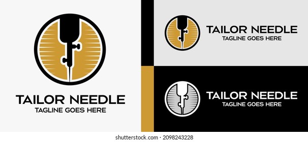 sewing machine needle in a circle. logo design template for tailor shop, sewing craft, textile production, confetti and garment. Vector illustration of fashion and clothes.