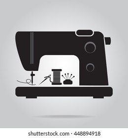 Sewing machine with needle and pin icon vector illustration