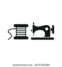 Sewing machine and needle and thread set tailor and fashion icon vector basic design simple and modern concept graphic