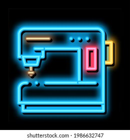 Sewing Machine neon light sign vector. Glowing bright icon Sewing Machine sign. transparent symbol illustration