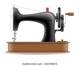 sewing machine old retro vintage icon stock vector illustration isolated on gray background