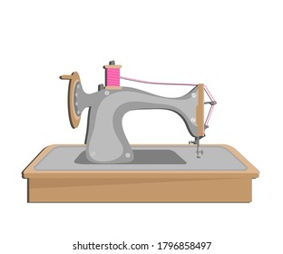 Sewing machine on a white background. Cartoon. Vector illustration.