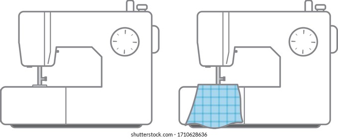 Sewing machine outline icon set. It is vector illustration. 