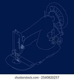 sewing machine outline. Isometric view. vector illustration