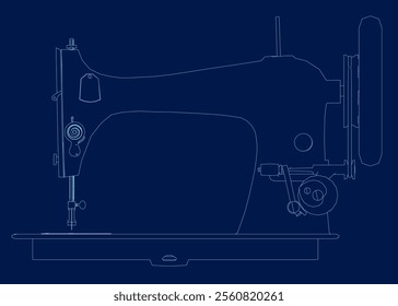 sewing machine outline. Side view. vector illustration