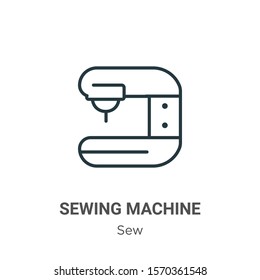 Sewing machine outline vector icon. Thin line black sewing machine icon, flat vector simple element illustration from editable sew concept isolated on white background