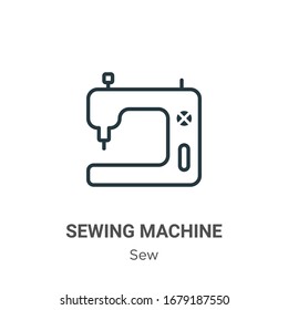 Sewing machine outline vector icon. Thin line black sewing machine icon, flat vector simple element illustration from editable sew concept isolated stroke on white background