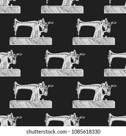 Sewing machine. Pattern for luxury textiles, paper Wallpaper