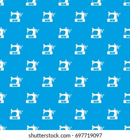 Sewing machine pattern repeat seamless in blue color for any design. Vector geometric illustration