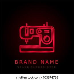 Sewing machine red chromium metallic logo