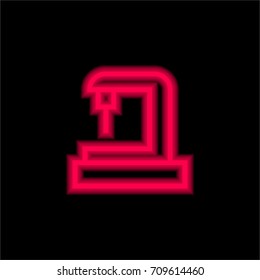Sewing machine red glowing neon ui ux icon. Glowing sign logo vector