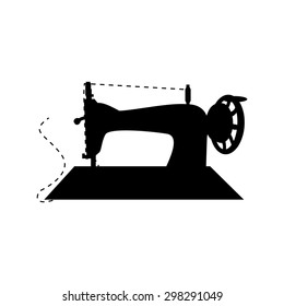 Sewing Machine - Retro Art Banner. black and white style. vector illustration