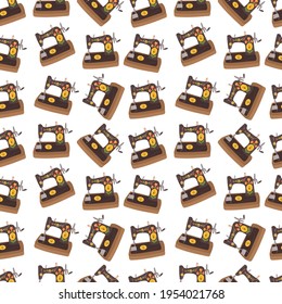 Sewing machine seamless pattern. Needlework concept