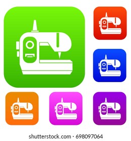 Sewing machine set icon in different colors isolated vector illustration. Premium collection