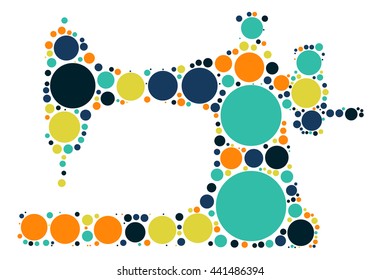 Sewing Machine shape vector design by color point