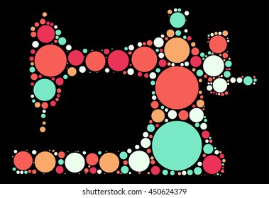 Sewing Machine shape vector design by color point