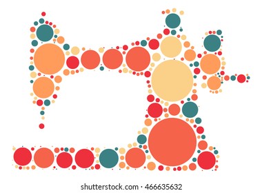 Sewing Machine shape vector design by color point