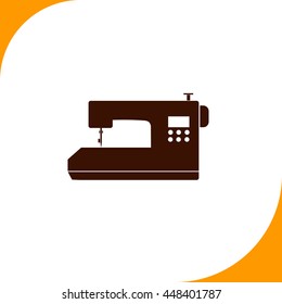 Sewing machine sign. Brown icon on white background