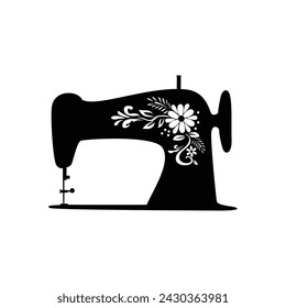 sewing machine silhouette design. tailor equipment sign and symbol.