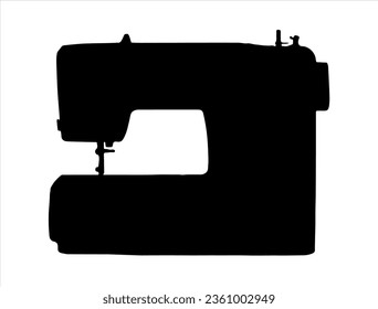 Sewing machine silhouette vector art white background