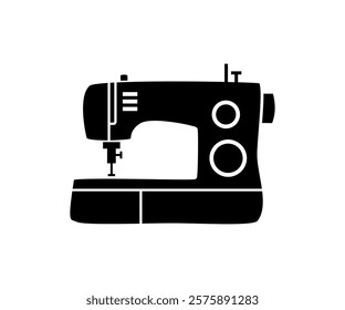 Sewing machine, silhouette vector illustration.