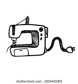 Sewing machine sketch doodle icon for web, mobile and infographics. Hand drawn vector isolated icon.